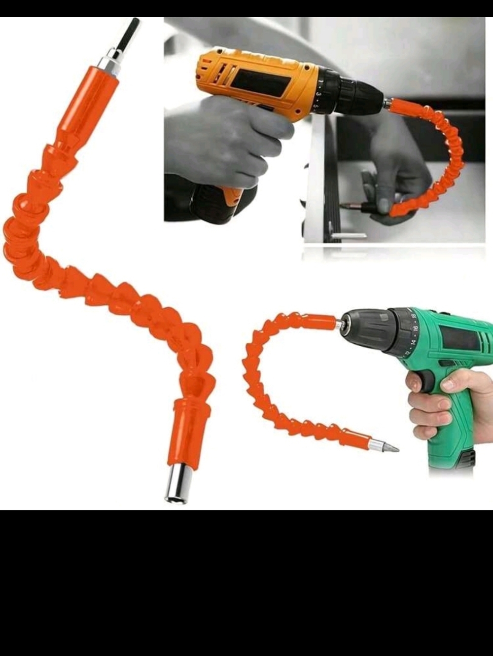 Flexible Drill Bit Extension - Bright Orange